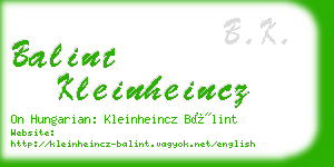 balint kleinheincz business card